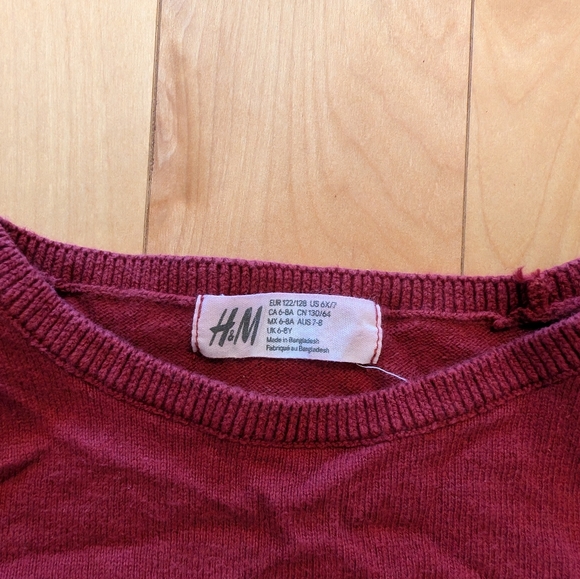 H&M Christmas Unicorn Sweater 6X-7 Dark Red - Picture 3 of 3